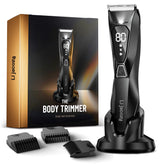 Lijecozy Cosmic Black Body Trimmer display shows battery status for cordless grooming convenience