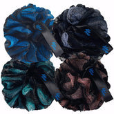 LIKEVOW bath loofah sponge 75g large black mesh for gentle exfoliation and smooth skin