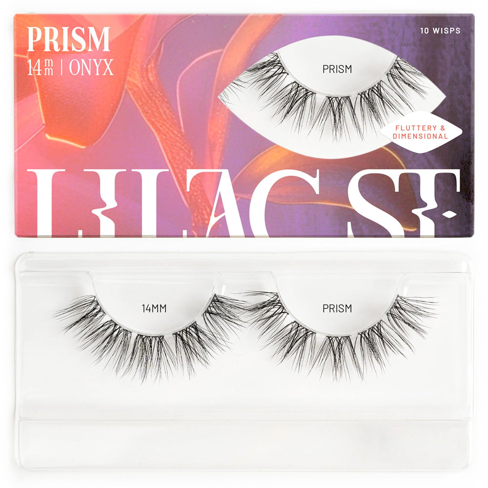 Lilac St Prism glamorous lash clusters 14mm closeup, showing fluttery volume for everyday eyes.