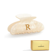 LILIE&WHITE acrylic hair clip with R monogram for polished everyday styling