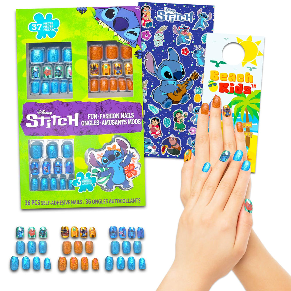 Lilo and Stitch nail art set packaging shows vibrant colors for party planning and gifting