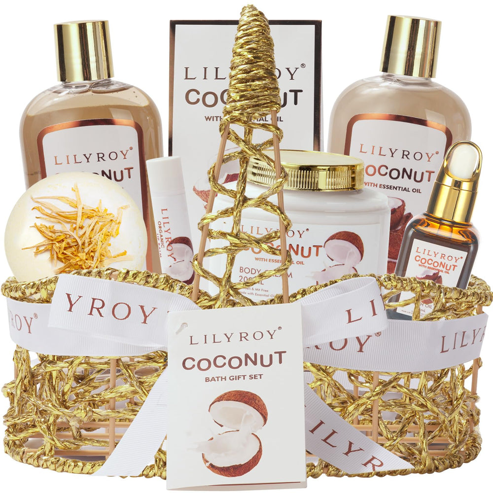 LILY ROY 8pc bath gift set front view for at-home spa pampering