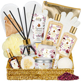 LILY ROY Christmas Spa Gift Basket closed view, ideal for at-home spa rituals and relaxation.