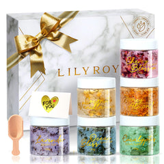 LILY ROY nine-piece floral Epsom salt gift set in a box for a relaxing bath ritual