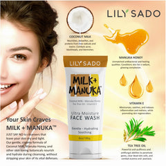 LILY SADO Aloe and Jojoba hydration close-up shows plumper, smoother skin.