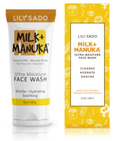 LILY SADO Milk+Manuka Cream Cleanser bottle supports gentle daily cleansing for sensitive skin.