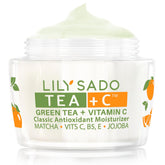 LILY SADO Tea+C moisturizer jar for hydrated, glowing skin.