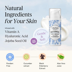 LilyAna Naturals eye cream targets fine lines, delivering visible smoothing around the eyes.