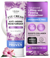 LilyAna Naturals Eye Cream tube closeup highlights soothing hydration for tired eyes.
