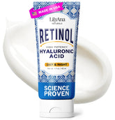 LilyAna Naturals retinol face cream tube close-up for smoother-looking skin.