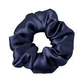 LilySilk silk hair scrunchies navy closeup texture for gentle hair care