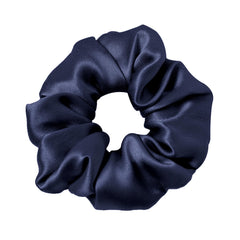 LilySilk silk hair scrunchies navy closeup texture for gentle hair care