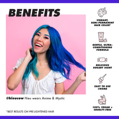 Lime Crime Unicorn Hair Dye application glove demonstrates at-home dyeing process.