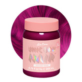Lime Crime Unicorn Hair Dye Chocolate Cherry bottle pour shows vibrant color prep for at-home use