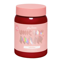 Lime Crime Unicorn Hair Dye Valentine Crimson Red bottle ready for vibrant color.