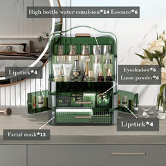 LINFIDITE makeup organizer with drawers and portable handle for easy relocation.