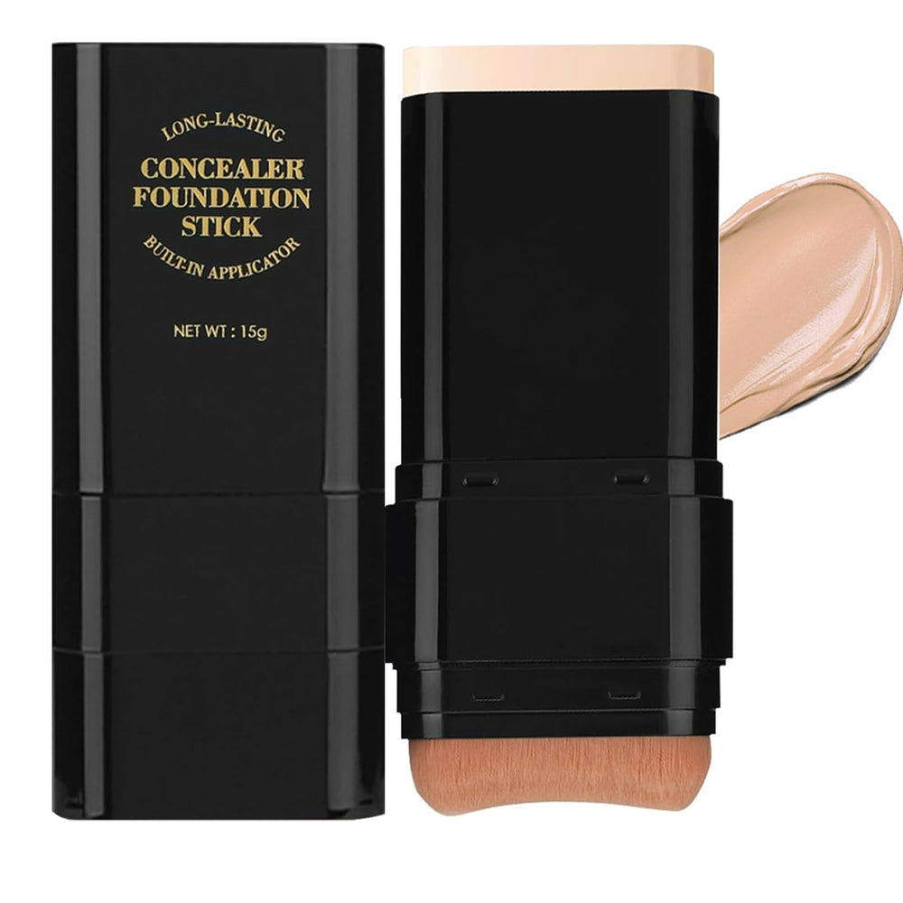 Lingyun concealer-foundation-stick with built-in brush for precise dark-circle coverage