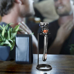 Linkidea stainless steel safety razor stand black on bathroom sink keeps razor steady and accessible