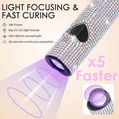 Linssy compact handheld UV nail lamp in use for portable nail art.