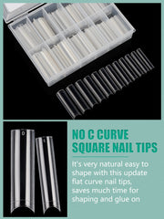 LIONVISION coffin XL tips macro image highlights sturdy length for fashion-forward nail extensions.