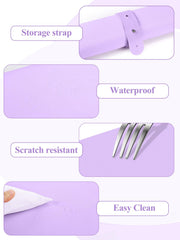 LIONVISON Nail Art Table Mat Purple, folded for compact storage and portability