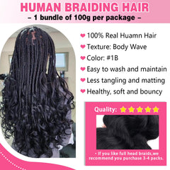 Liqusee 100g pack 20in natural black body wave ready for full-head braids.
