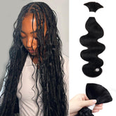 Liqusee braiding hair 20in natural black body wave bulk for versatile boho braids.