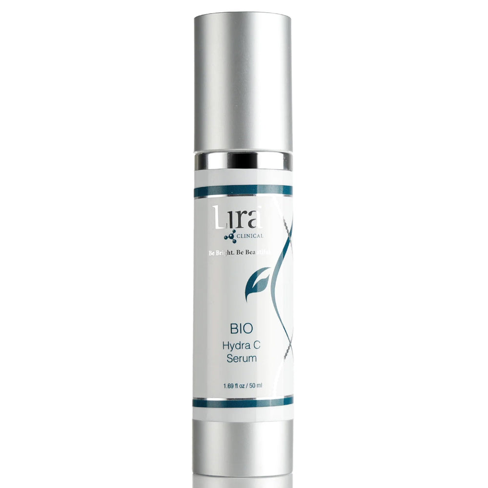 Lira Clinical BIO Hydra C Serum bottle closeup highlighting hydration for radiant skin.