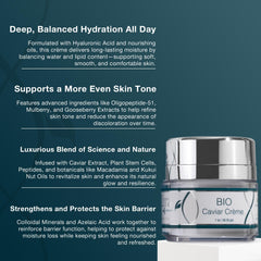 Lira Clinical BIO Caviar Creme night routine application demonstrates deep hydration overnight