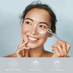 LISAPACK portable eye massage tool in travel scenario for on-the-go skincare routine.