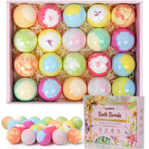 Lisotera bath bombs gift set with 20 colorful bombs for varied scents and mood relaxation.