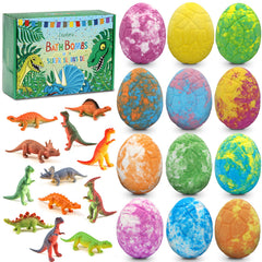 Lisotera Easter Bath Bombs 12-pack with colorful dino eggs for kids' baths