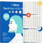 LitBear acne patches packaging close-up highlighting day and night set for continuous care.