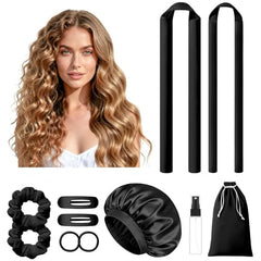 LitBear heatless curlers large-rod waves demonstrate voluminous overnight curls for long hair