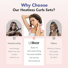 LitBear bonnet on head during sleep for heatless styling comfort.