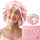LitBear silk bonnet closeup showcases luxurious silk for gentle, frizz-free overnight hair care.