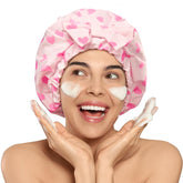LitBear silk-lined shower cap close-up showing gentle hair protection and frizz reduction.