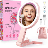 LitBear travel mirror foldable handle for easy packing and on-the-go vanity.