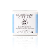 Little Seed Farm all natural deodorant cream jar close-up showing silky texture.