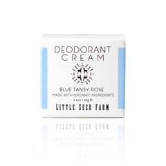 Little Seed Farm all natural deodorant cream jar close-up showing silky texture.