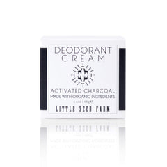 Little Seed Farm deodorant cream activated charcoal jar shows natural odor control for sensitive skin