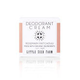 Little Seed Farm deodorant cream rosemary patchouli jar shows natural fragrance and long-lasting freshness.
