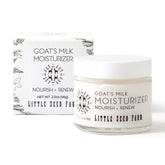 Little Seed Farm goats milk face moisturizer jar closeup showing creamy texture for daily hydration.