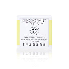 Little Seed Farm grapefruit lemon deodorant jar closeup showing creamy texture and long-lasting freshness