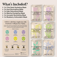 LivaClean collagen sheet mask closeup, showcasing plumping hydration and smoother texture