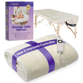 LivaClean massage table warmer front view on table showing full-table coverage for even heat