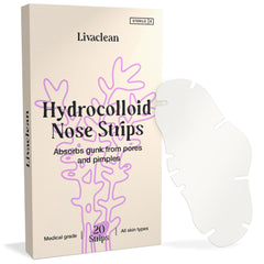 LivaClean nose pore strip pack front demonstrates a 20-count deep-clean solution for pores