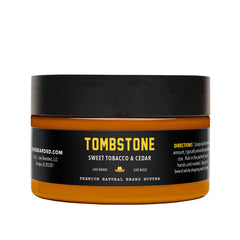 Live Bearded beard butter Tombstone scent closeup highlights natural ingredients for healthy beard