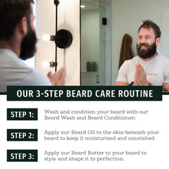 Live Bearded beard oil being applied to beard demonstrates quick absorption and subtle shine