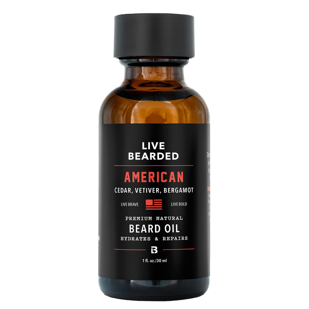 Live Bearded beard oil bottle with Cedar scent for hydration and conditioning